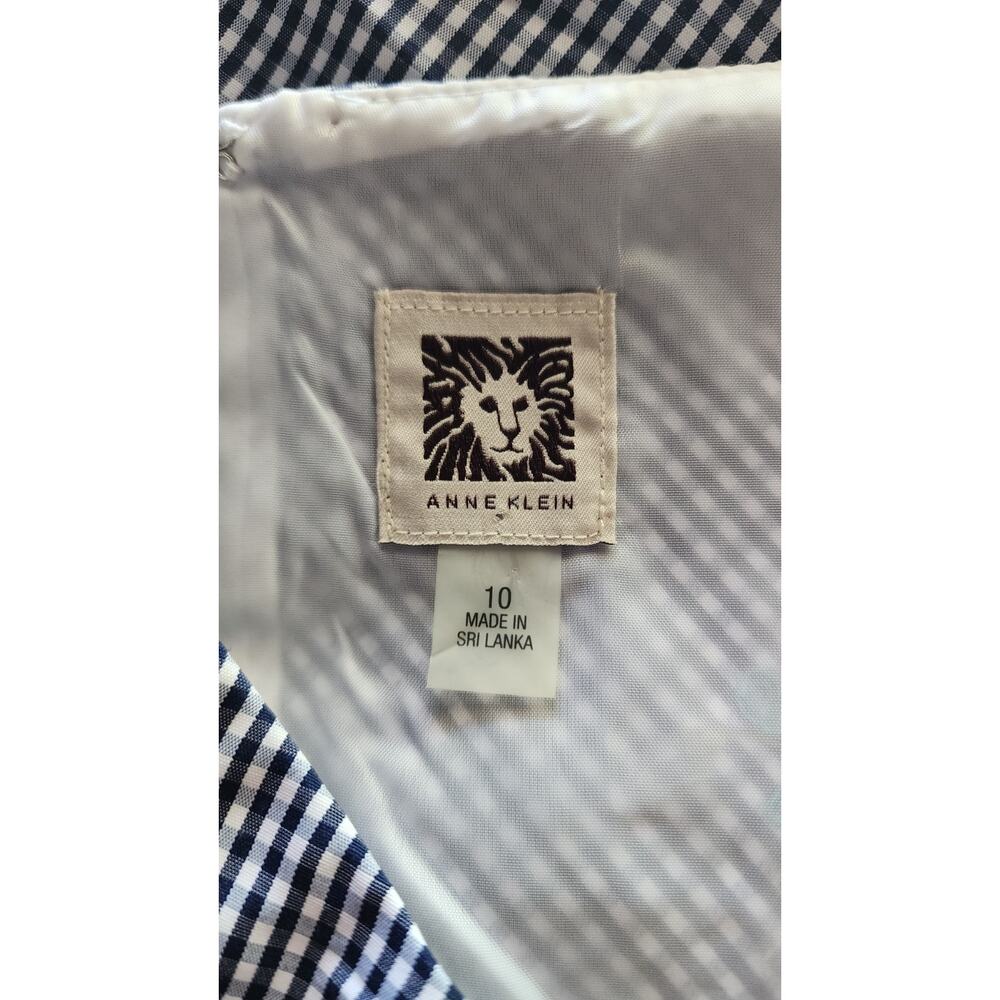 Anne Klein Size 10 Midi Dress Gingham Embroidered Flower Spring Country Picnic - Picture 4 of 7